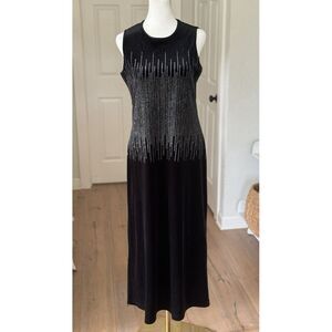 Vtg 90s Ronni Nicole by Ouida Black Bling Velour‎ Maxi Dress Sleeveless Sz 10 P
